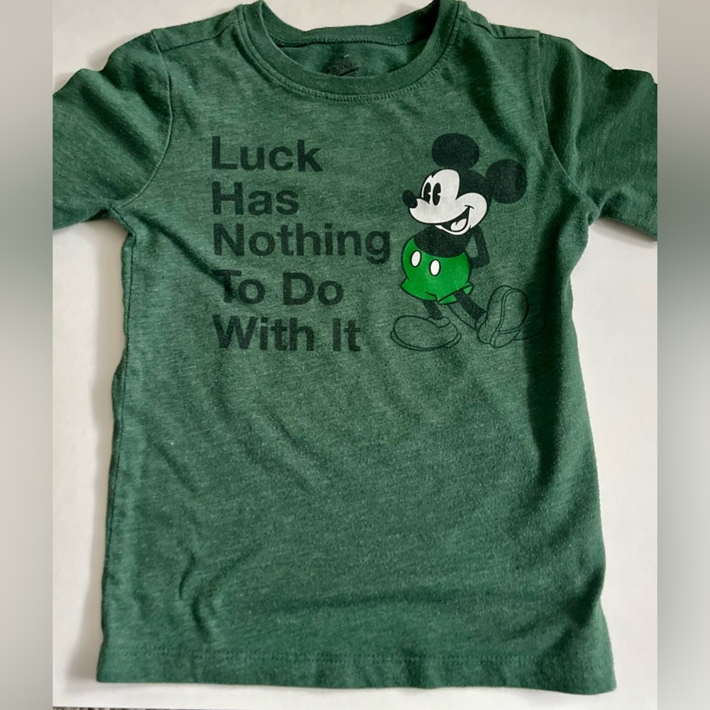 “Luck Has Nothing To Do With It” Mickey Mouse Tee Shirt Size 5